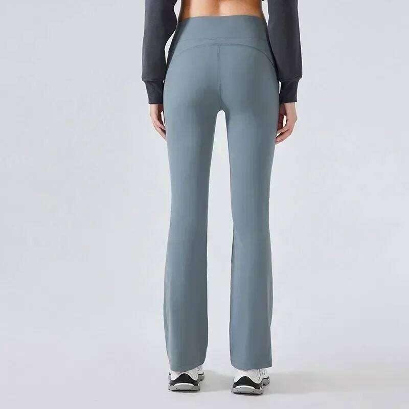 Lemon Plus Fleece Warm Groove Women High Waist Elasticity Flared Running Sport Fiess Yoga Leggings Tight Wide Legs Pants