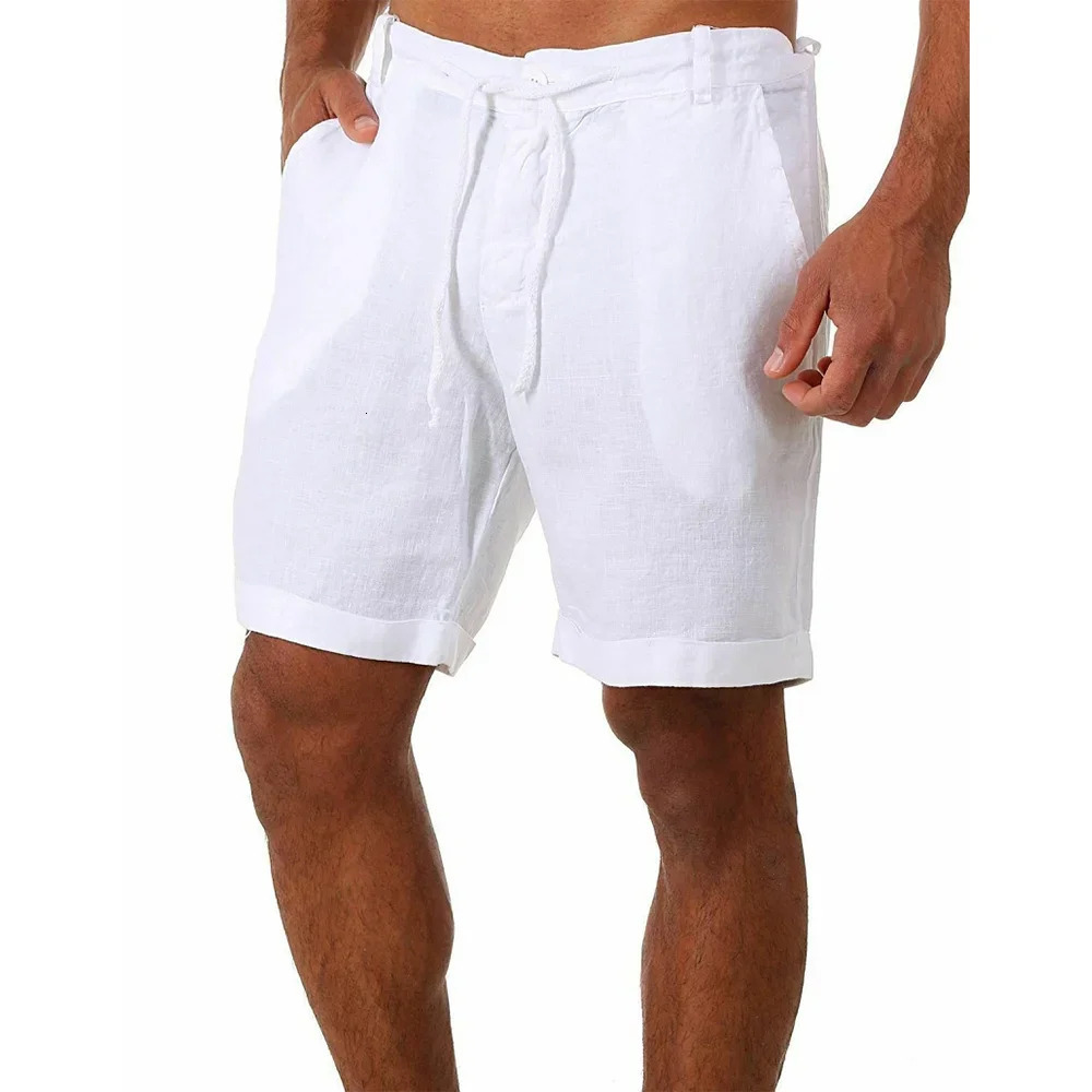 Summer Mens Cotton Linen Short Pants Male Casual Lightweight Breathable Solid Color Sport Shorts Fashion Fitness Streetwear 250614
