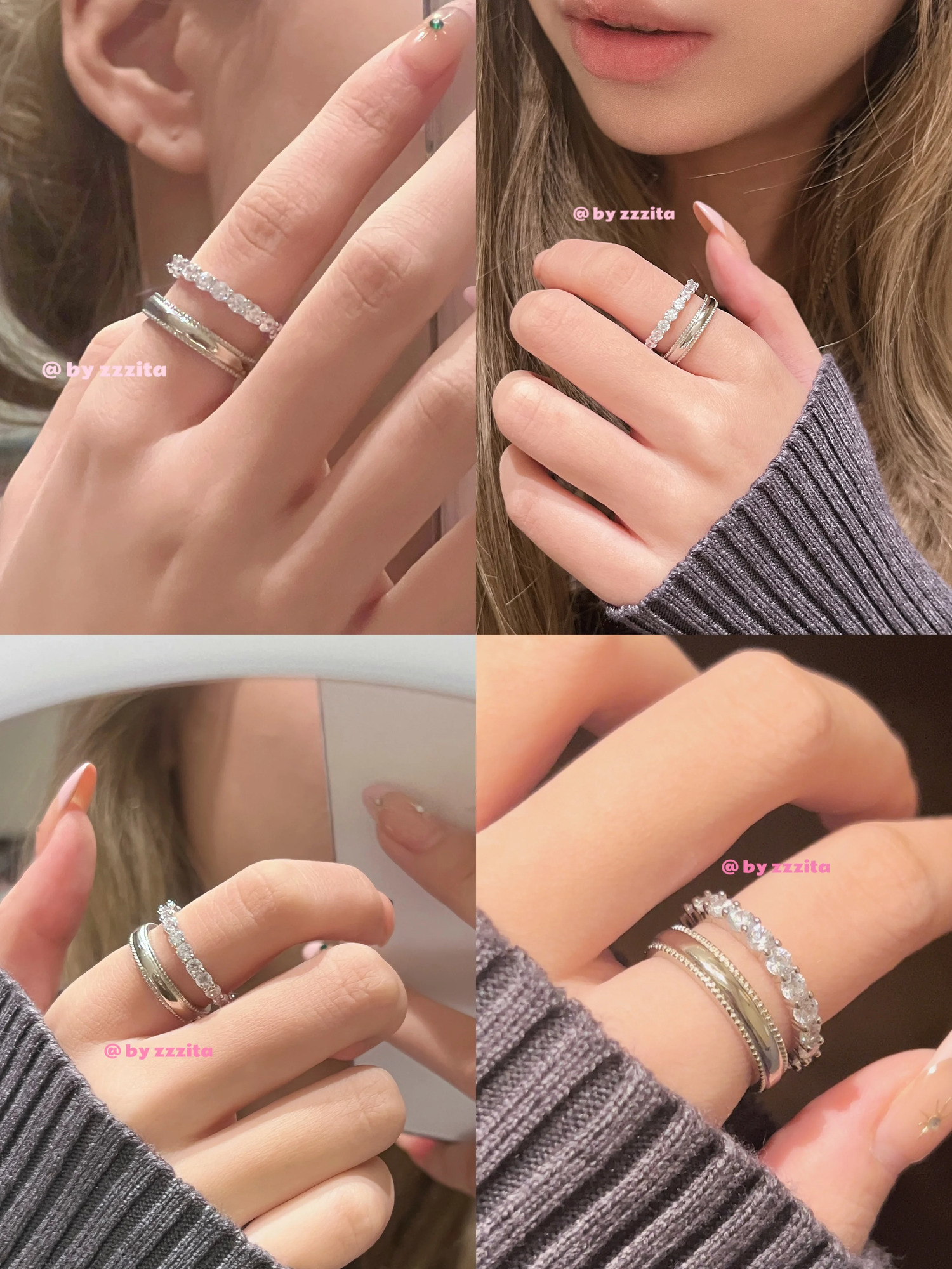 S925 Sterling Silver Simple Versatile Romantic Couple Marriage Proposal Ring Stacked Wearing Full Circle Diamond Men Diamond 250610