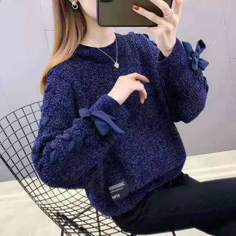 Purple Pullover Round O Neck Ladies Sweaters Knitted Top for Women In Promotion Korean Fashion Style Autumn Winter 2024 Clothes