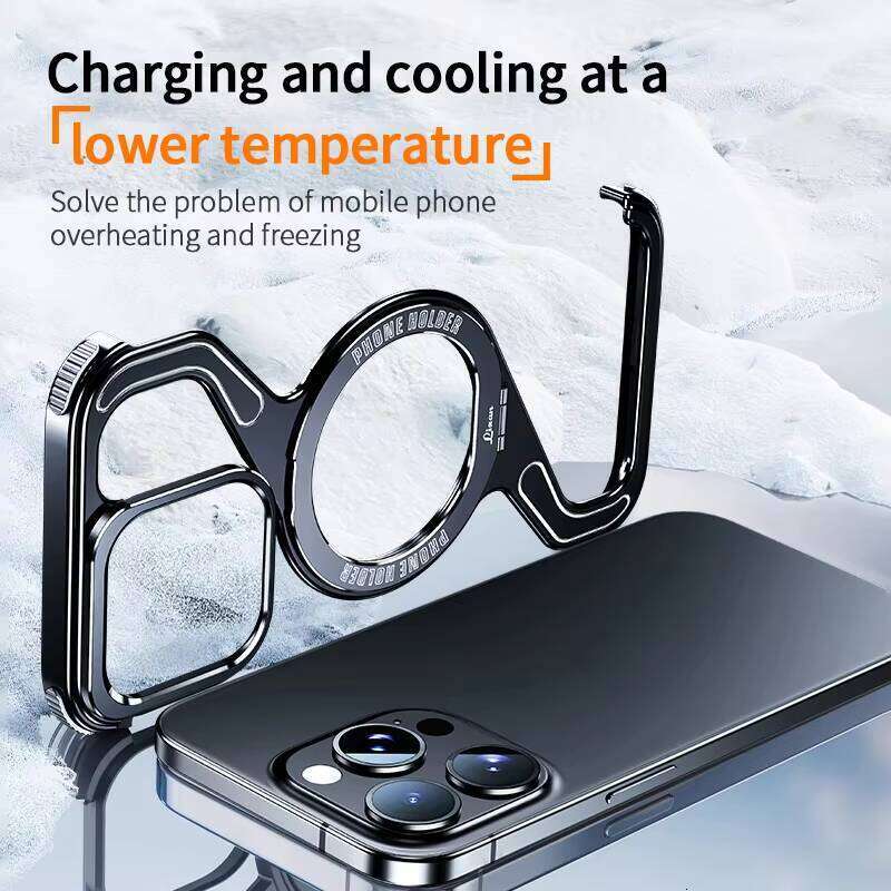Luxurious Metal Z-Shaped Magnetic Stand Phone Case, Compatible with iPhone 16 15 Max / 14 Pro Detachable Snap-On Frameless Shockproof Case