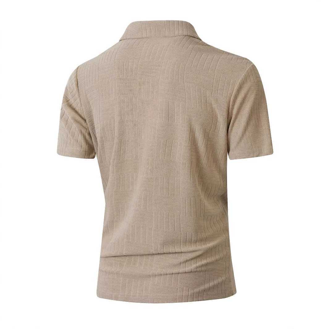 Summer New European and American Mens Polo Shirt Short Sleeve Button T-shirt Loose Jacquard Top W250616