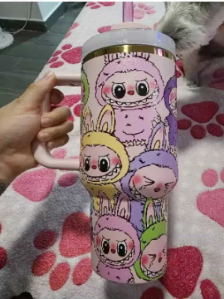 Labubu Peripheral Water Cup 40oz Insulated Cup With Handle 304 Stainless Steel Cartoon Anime Character Kid Birthday Gift XJ250616