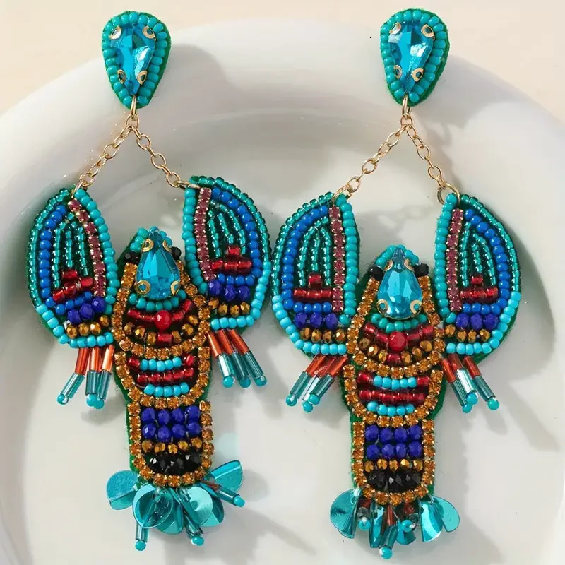 Dvacaman Handmade Beaded Lobster EarringsBoho Seed Bead EarringsBeach Vacation Party Gifts Women Accessories 250610