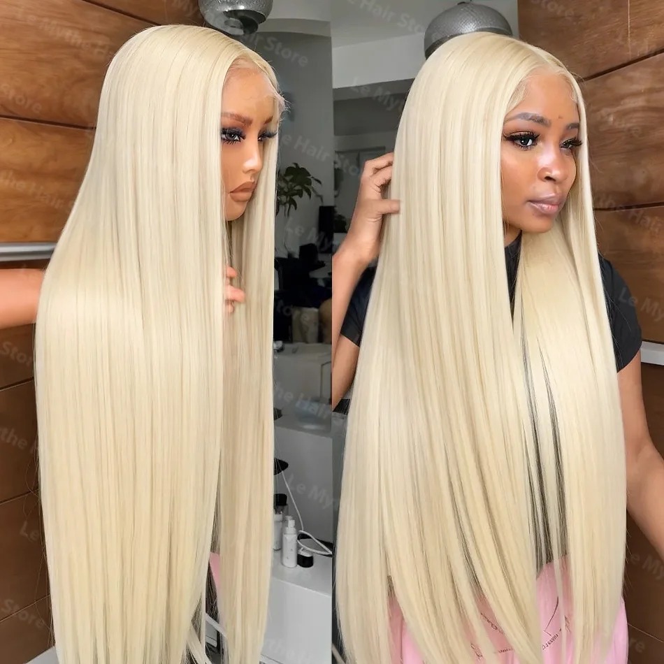 13x4 13x6 360 HD Transparent 613 Honey Blonde Color Lace Front Human Hair Wigs for Women Raw Brazilian Straight Synthetic Lace Frontal Wig