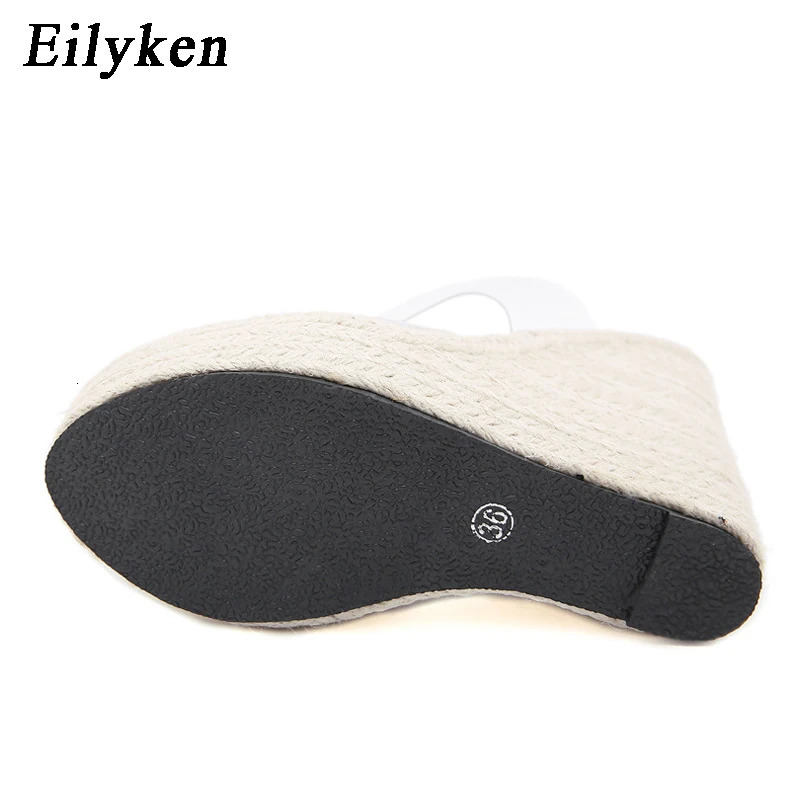 Eilyken Summer PVC Transparent Peep Toe Cane Straw Weave Slippers Platform Wedges Sandals Women Fashion High Heels Female Shoes 250614
