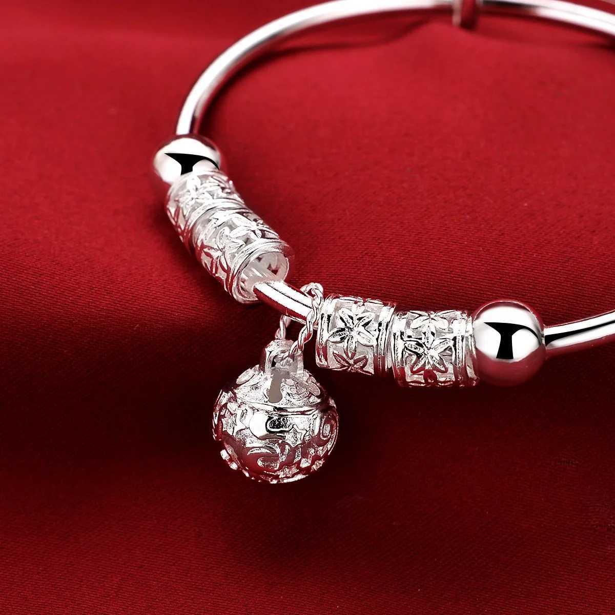 Fashion 925 Sterling Silver Adjustable for Women Luxury Designer Bell Pendant Ball Bangle Charms Jewelry Gift Z250616