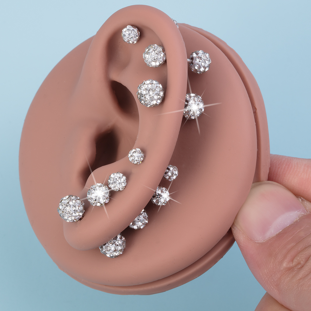 Wholesale of Stainless Steel Shambhala Diamond Ball Earrings, Body Piercing Accessories