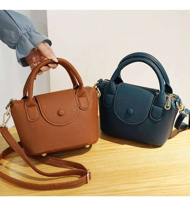 Small Bucket New Crossbody Lightweight Shoulder Bag PU Leather Mini Basket Handbag Purse