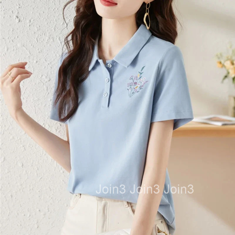 Baggy Polo Neck T Shirt for Women Summer Outfit Woman Tshirt Womens Short Sleeve T-shirt Sale Clothing Female Y2k Clothes Cheap