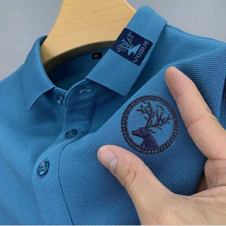 Mens Casual Fashion Polo Shirt Breathable and Comfortable Embroidered Top W250616