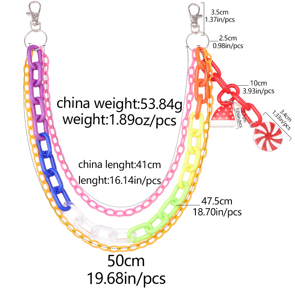 Stage Wear Dance Accessories Love flower pants chain colorful splicing acrylic chain Christmas hat pendant