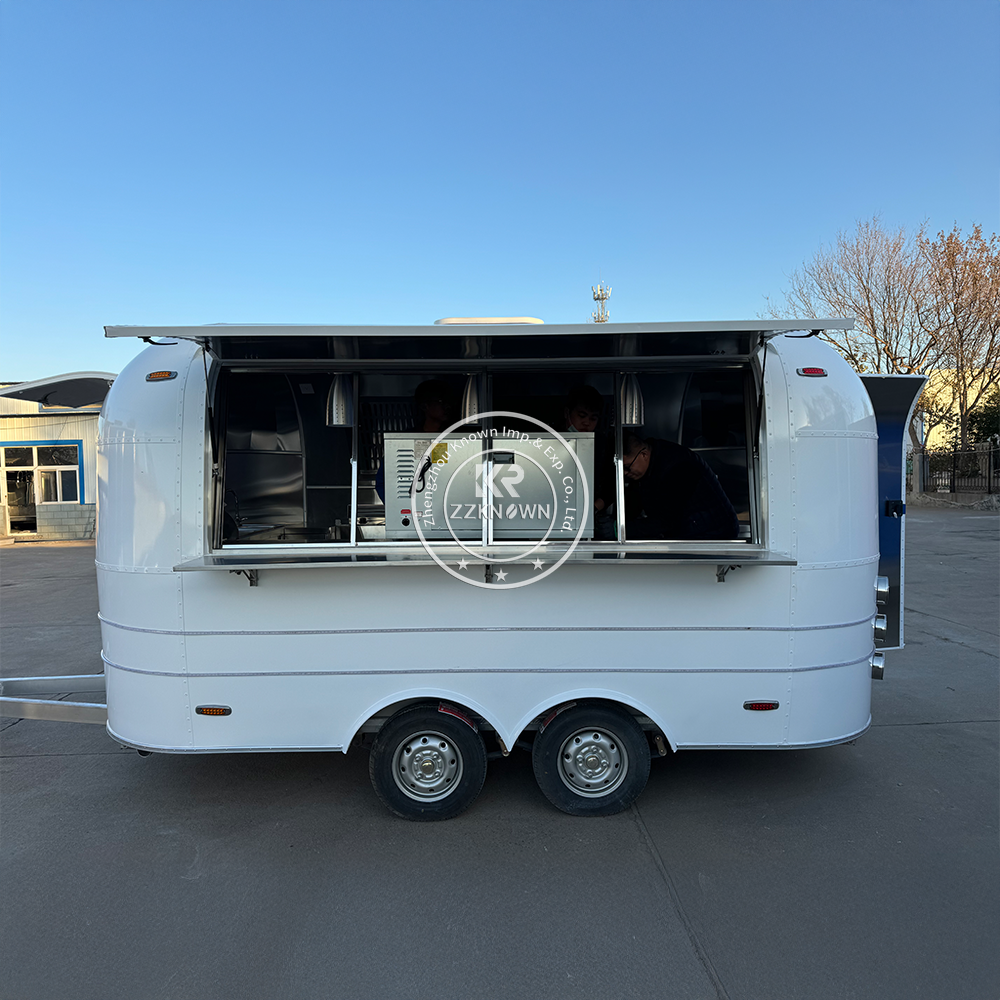 Commercial Street Fast Food Truck Catering Trailer Coffee Kiosk Fully Equipped Food Trailer Outdoor Stainless Steel Pizza Hot Dog Cart