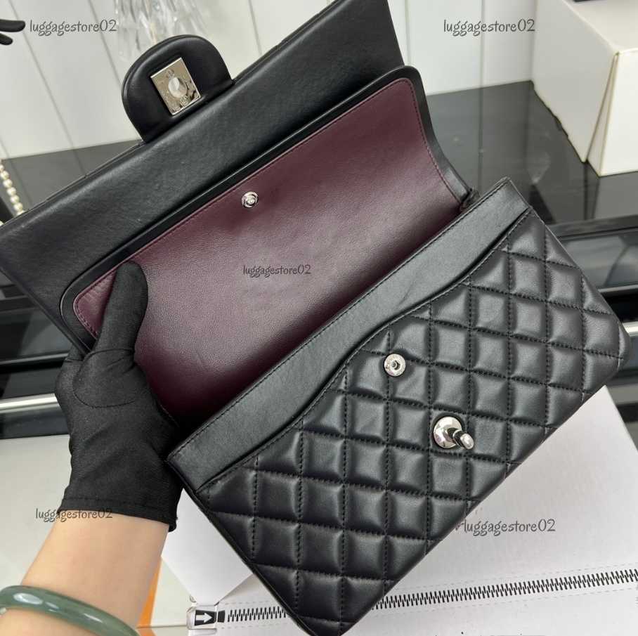Shoulder Bags 10A Designer bag Mirror quality Jumbo Double Flap Bag Luxury 23cm 25CM 30cm Real Leather Caviar Lambskin Classic All Black Purse Quilted Handbag