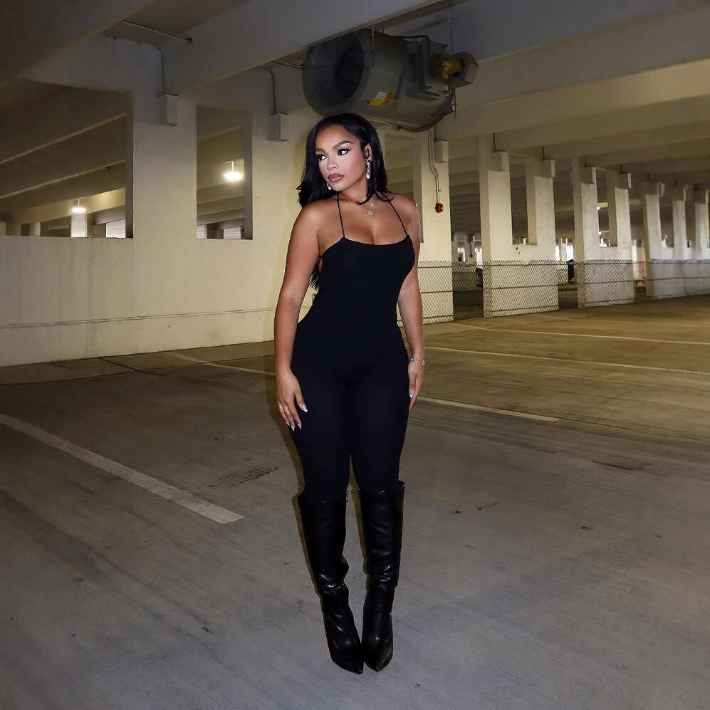 Summer New Women's Fashion Sexy Solid Color Strapless Backless Slim Fit Jumpsuit B5