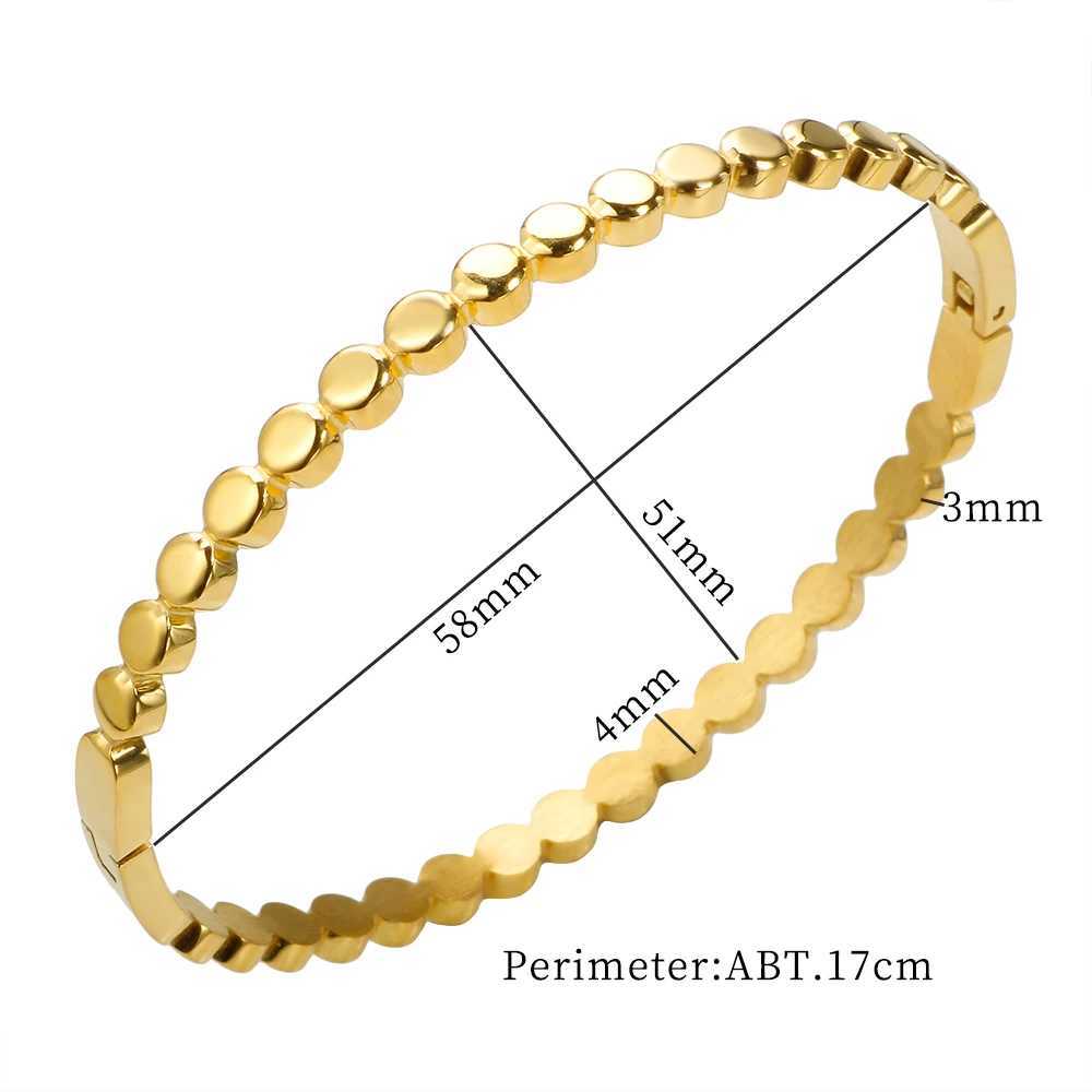 JOVO High Quality Round Bead Welded Gold Color Simple 18k Gold-plated Stainless Steel Bangle Trendy Women Jewelry Z250616
