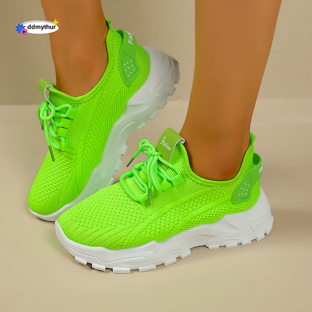Women's Spring Fashion New Running Mesh Breathable Thick Sole Korean Style Sports Shoes ddmythur