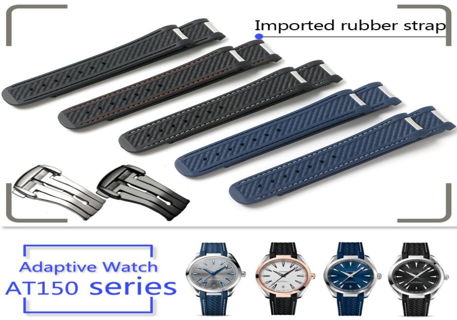 20mm Watch Strap Bands Man Blue Black Waterproof Silicone Rubber Watchbands Bracelet Clasp Buckle For Omega At8900 Sea Master 150 6098228