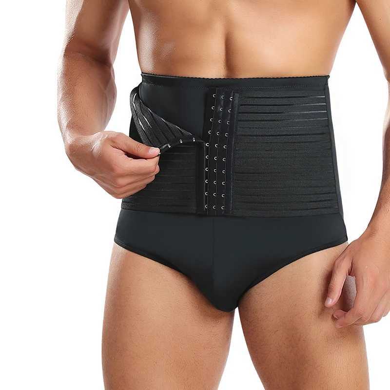 Prayger Men High Waist Shapers Tummy Trimmer Control Panties Hook Slimming Abdominal Underwear W250616