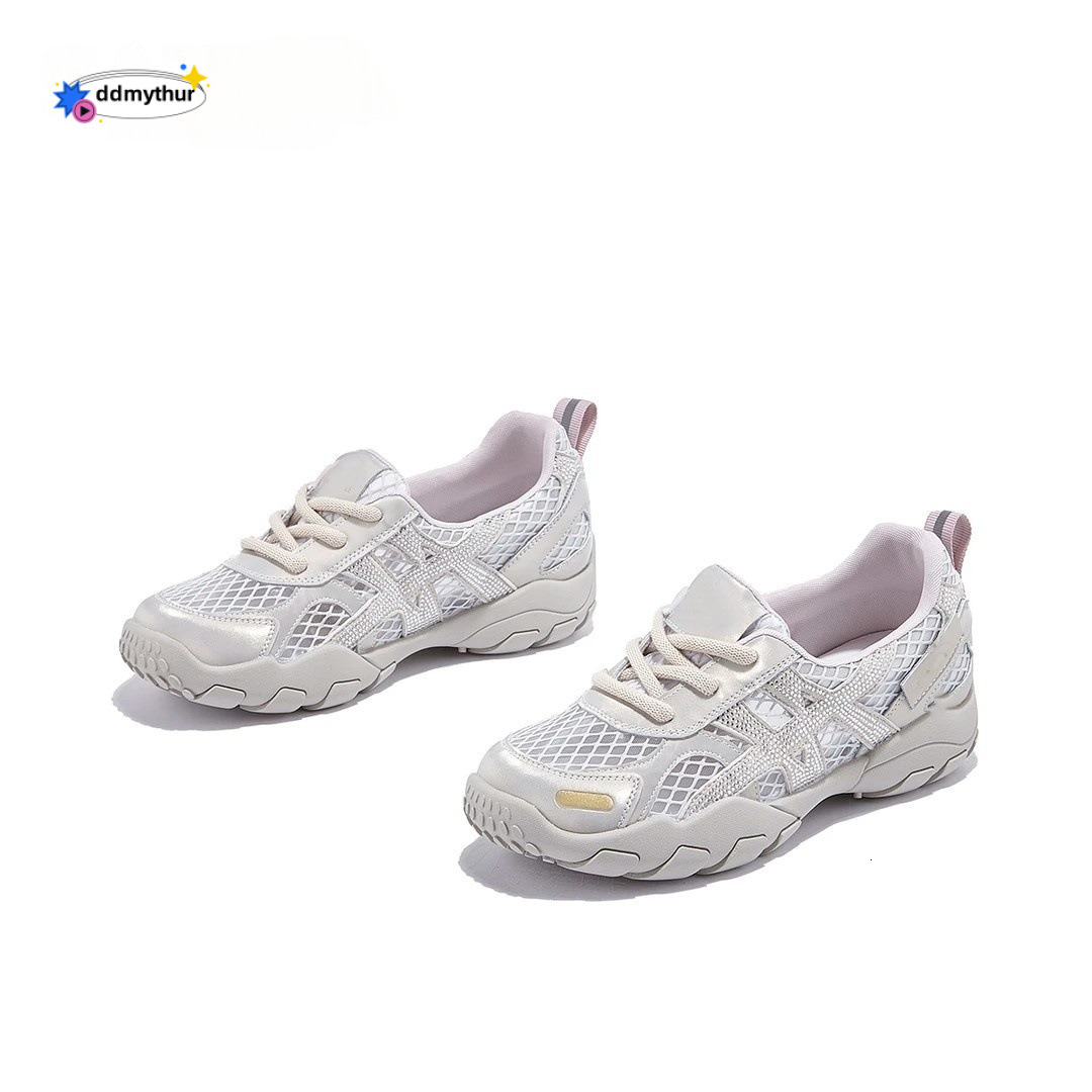 Thick-Soled Mesh Breathable German Training for Women 2025 New Fashion Rhinestone Comfortable Lightweight Sports Casual Hiking Shoes ddmythur