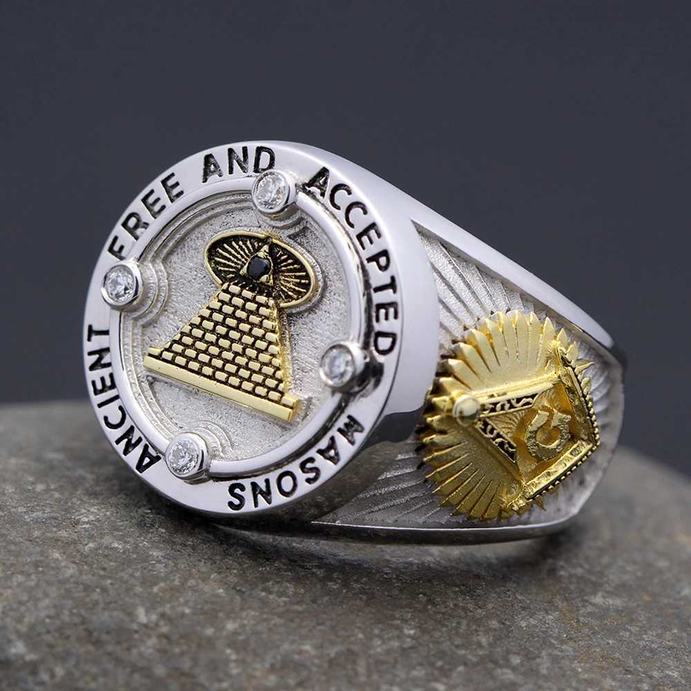 Designer Ancient Masonic All Seeing Eye Sterling Silver Ring Scottish Rite Symbol Jewelry 925 Silver High Quality Textured Meaningful Gift