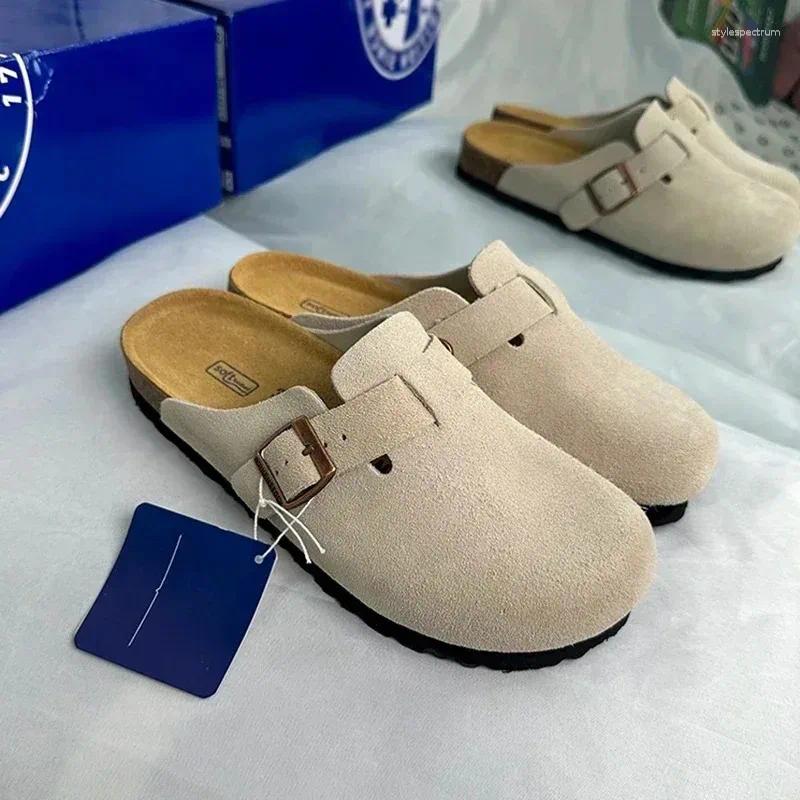 Slippers Top Quality Leather Ink Panties For Women And Men Fashion Summer All-Match Sandals Shoes Soft-Soled Susal