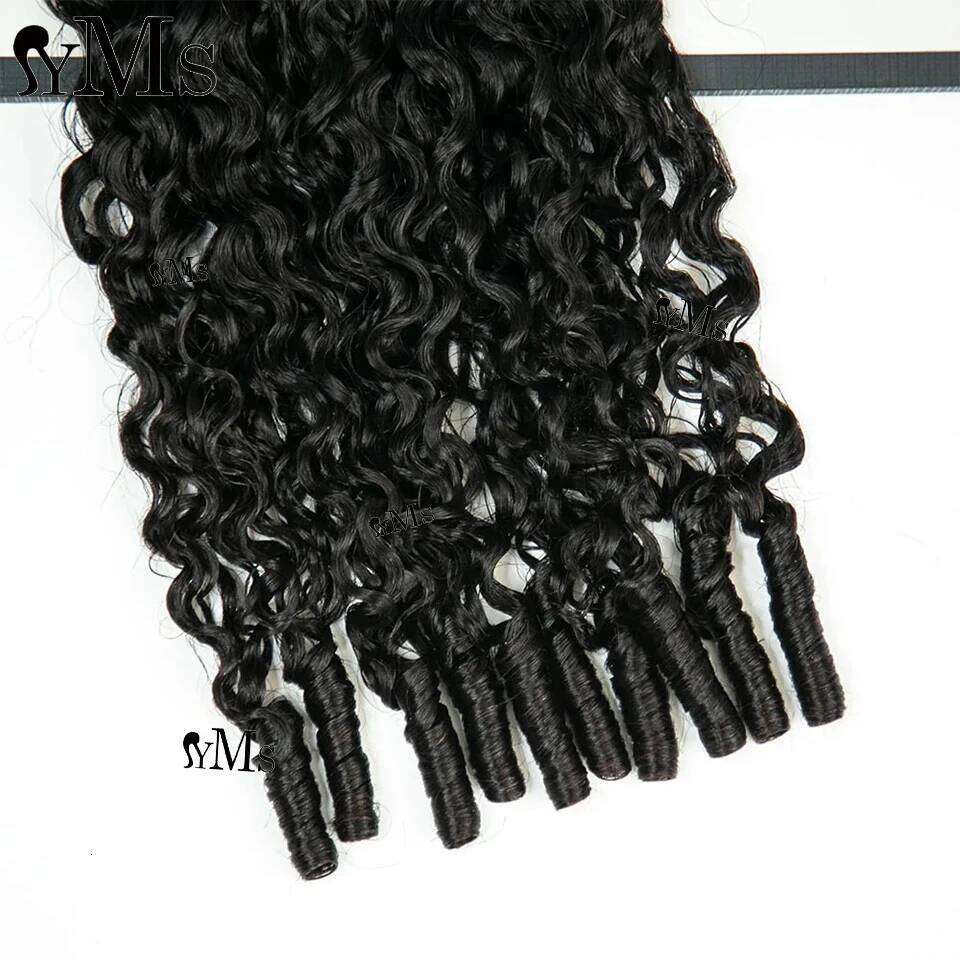 YMS 3C4A Burmese Curly Invisible Feather Crochet Human Hair Extension With String For Women