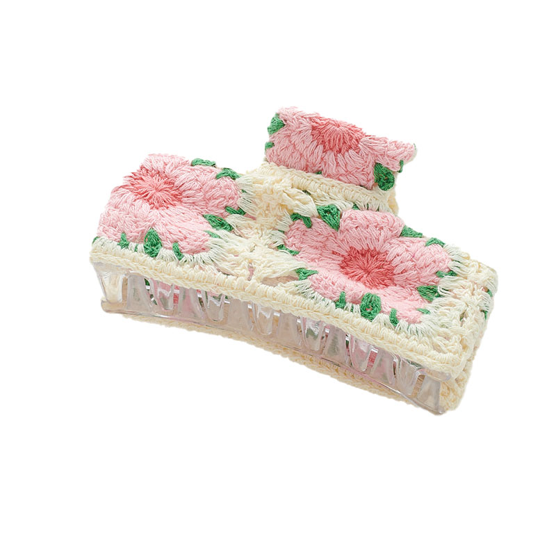 New holiday style knitted hair grip flowers hollow women's small fresh grasp clip hair accessories