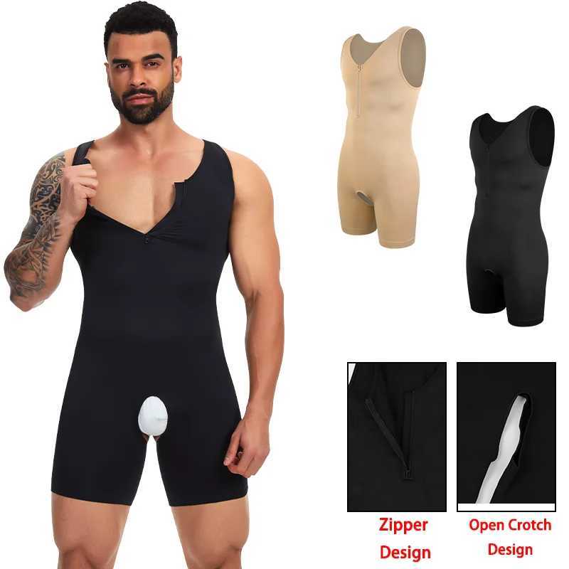 Mens Compression Bodysuit Sleeveless Full Body Shaper Seamless Open Crotch Underwear Slimming For Men Shapewear Bodysuit W250616