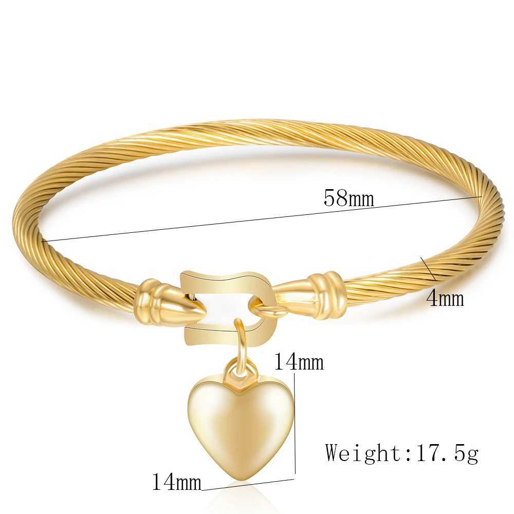 Customizable Bangle Stainless Steel Heart Open Charm For Women Exquisite Jewelry Friendship Gift Z250616