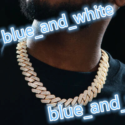 Fine Jewelry 925 Sterling Silver 3-Row Cuban Link Chain VVS Moissanite Diamond 15mm/20mm Hip Hop Style Gold Finish Necklace