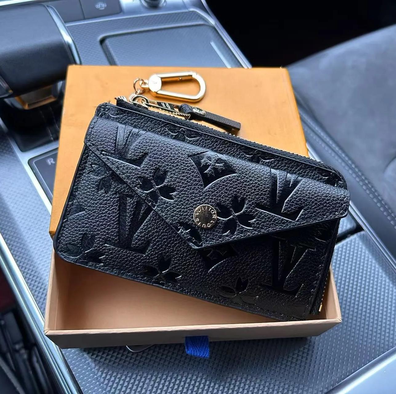 Luxury Designer Men Universal Car Key Bags Case Unisex Male Genuine Leather Key's Holder Women Zipper Smart Keychain Cases Cars Keys Pouch Bag Wallet Purse With Box