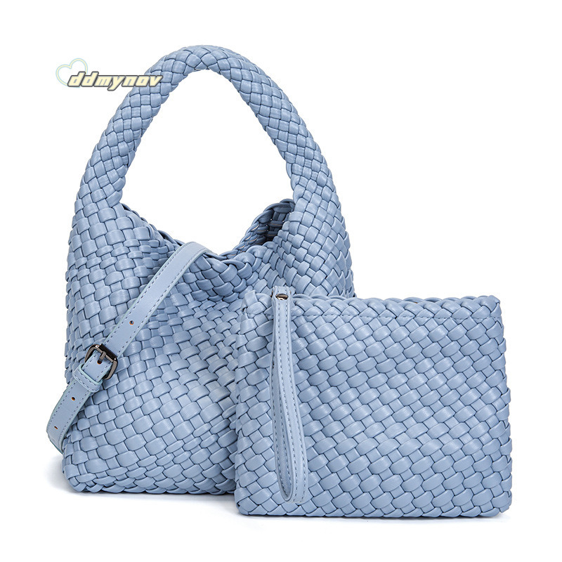 Niche Handwoven Summer Solid Color Basket Handbag Mother-Daughter Casual Shoulder Crossbody Bag ddmynov ddmynov