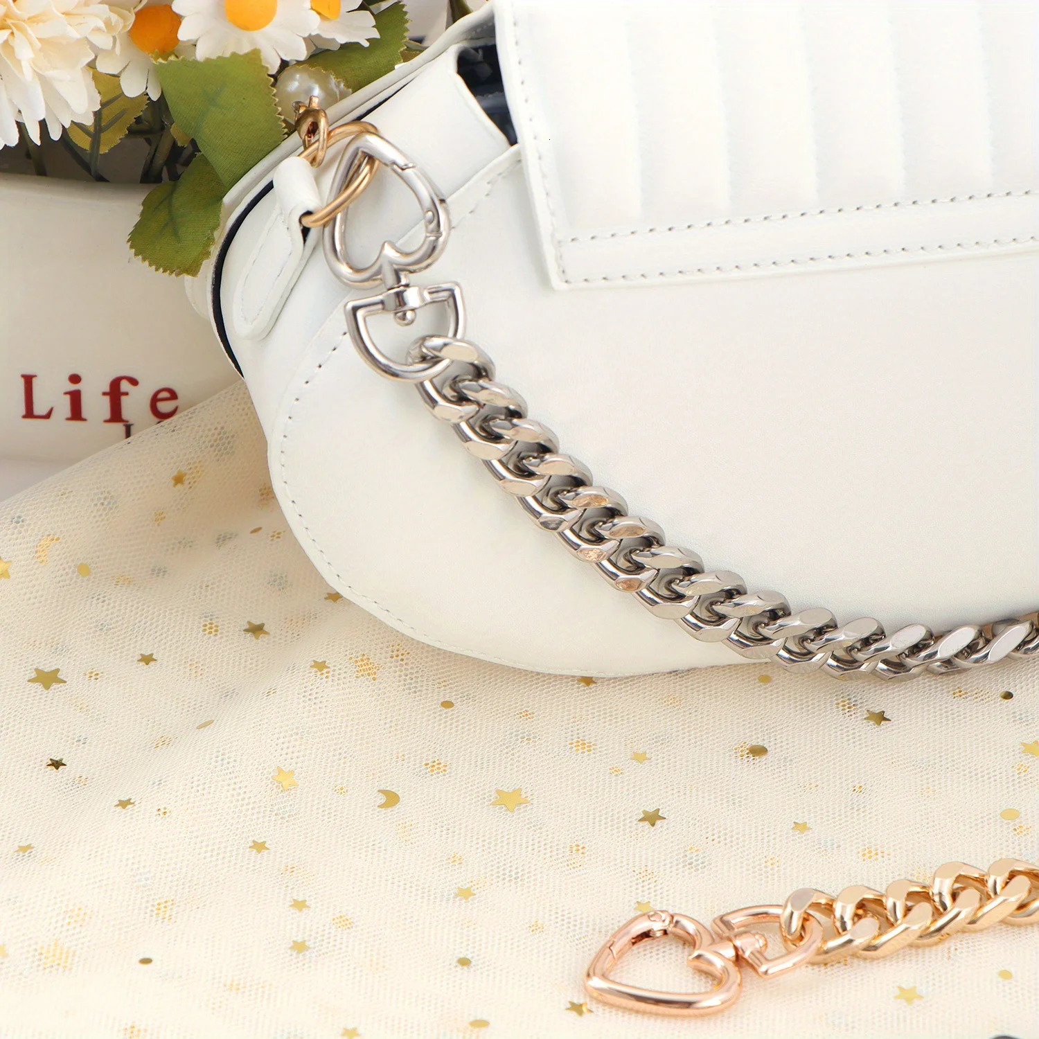 Heart Shape Metal Purse Chain Strap Extender for Accessory Charms Lengthen Crossbody Shoulder Handbags Strap 250616