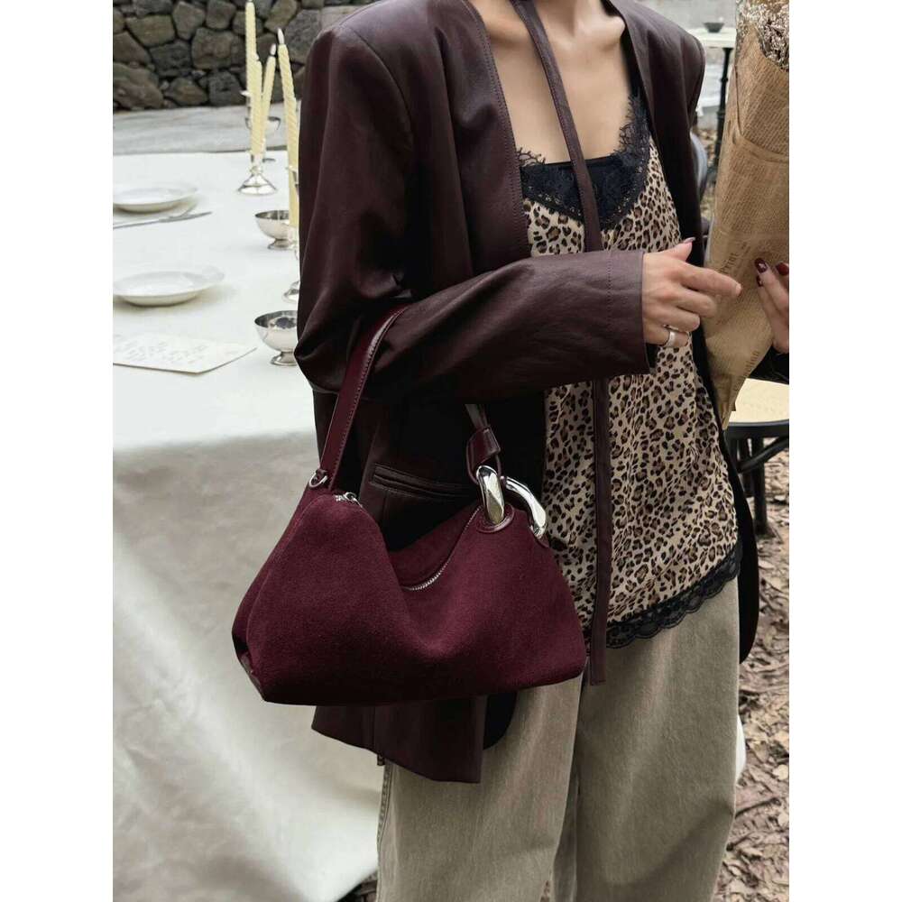 Bags Designer Upgrade Version Dark Red Coffee Matte Suede Leather Pillow Tote High Quality Women's Handbag Winter Autumn Female Shoulder Bag