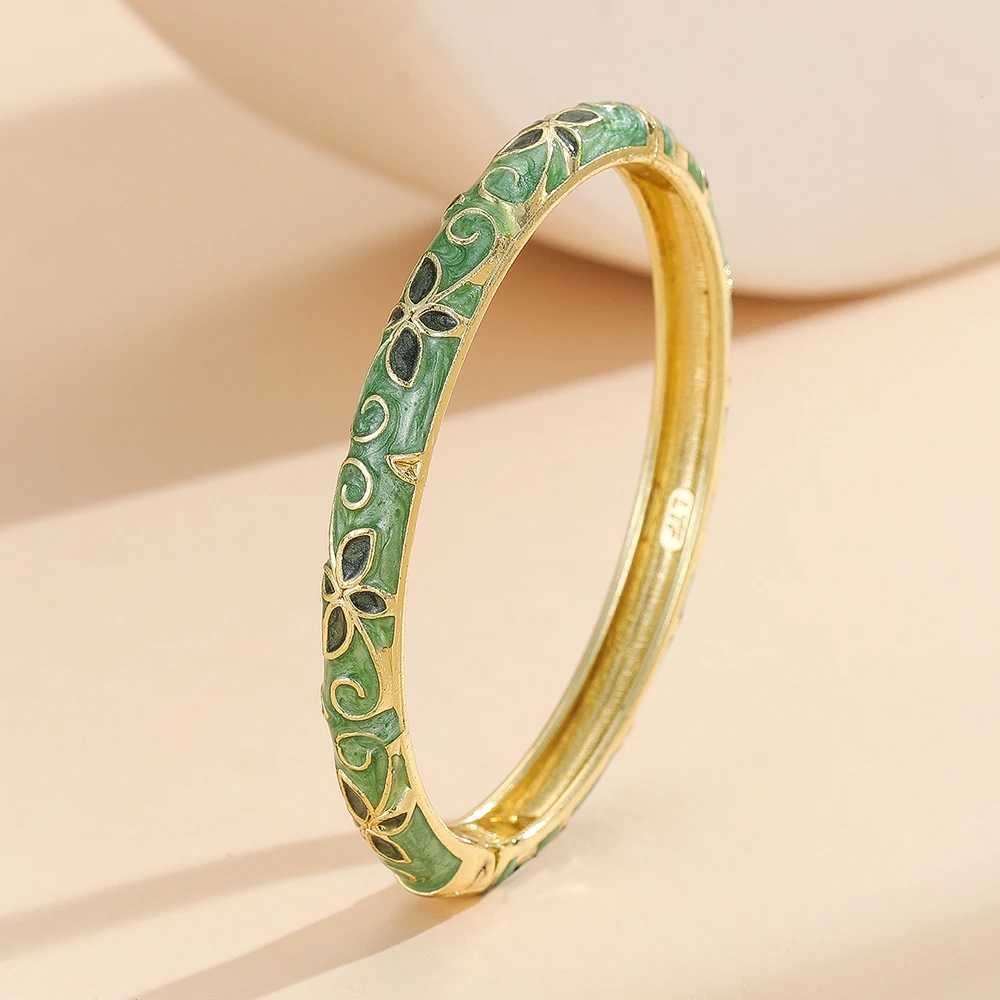 Fashion style gold plated flower pattern enamel cloisonn bangle jewelry gift item for girls women Z250616