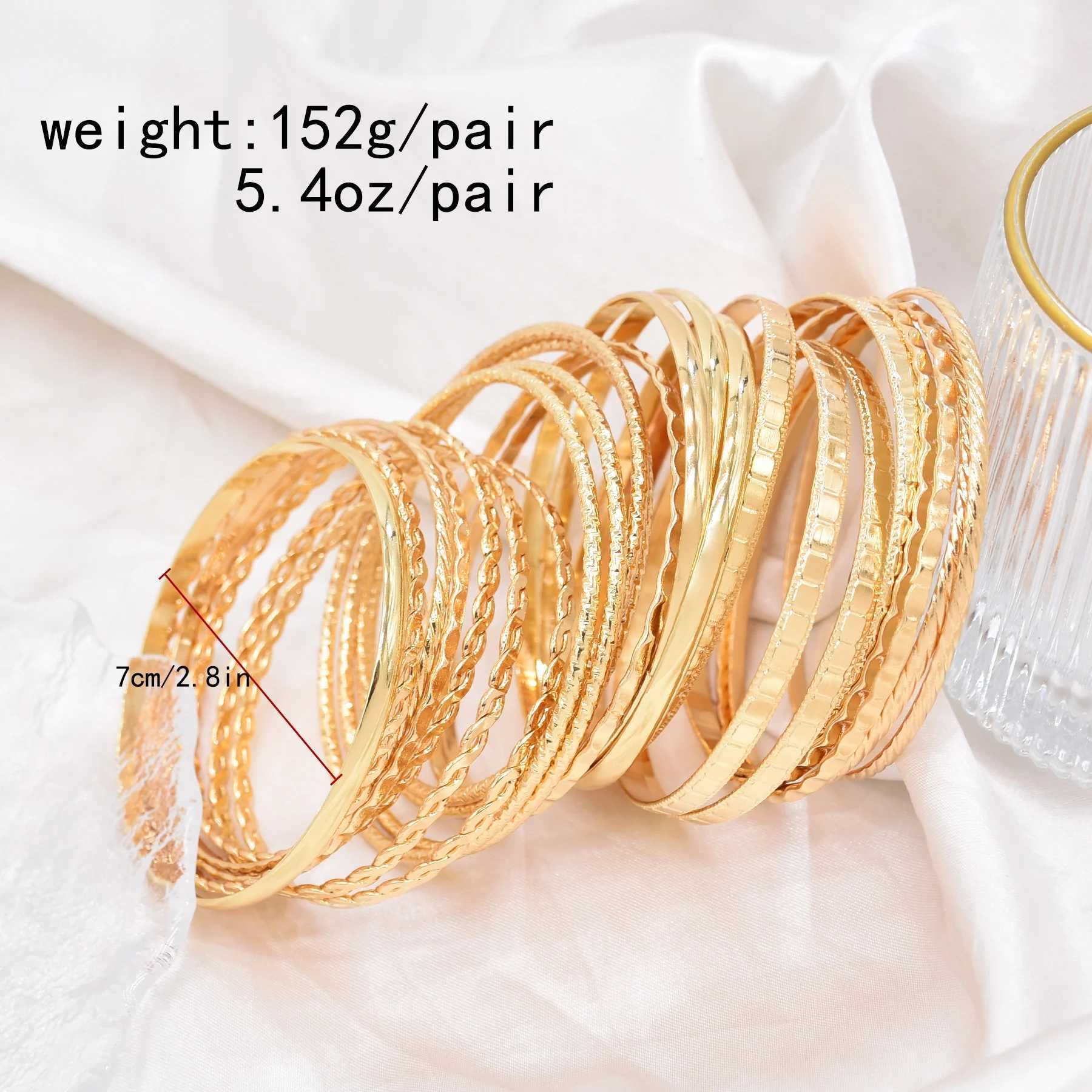24 pcs/set Bangle Indian Bollywood Alloy Metal Textured Color Designer Jewelry Special Large Size Bangle Set Z250616