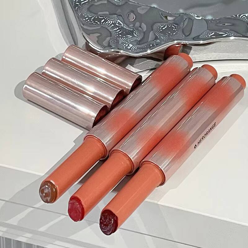 Strawberry Brown Jelly Lipstick Mirror Gloss Moisturizing Hydrating Water Light Lip Stick Non-Sticky Lips Makeup happy