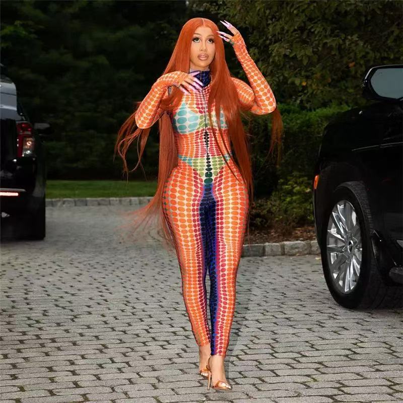 Women's Two Piece Pants Sexy Contrast Dot Printed Set Women See Through Long Sleeve Crop Top Suits Y2K 2023 Lady Bodycon Legging Outfits