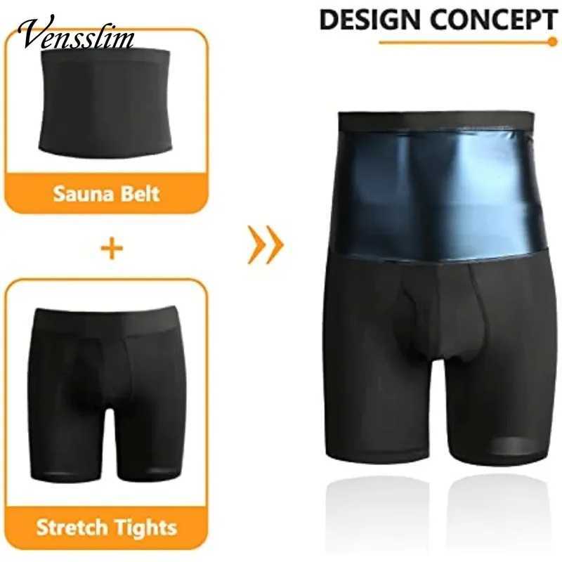 Compression Sauna Sweat Shorts Men Slimming Tummy Control Corset Weight Loss Fat Burner Waist Trainer Body Shaper Pants W250616