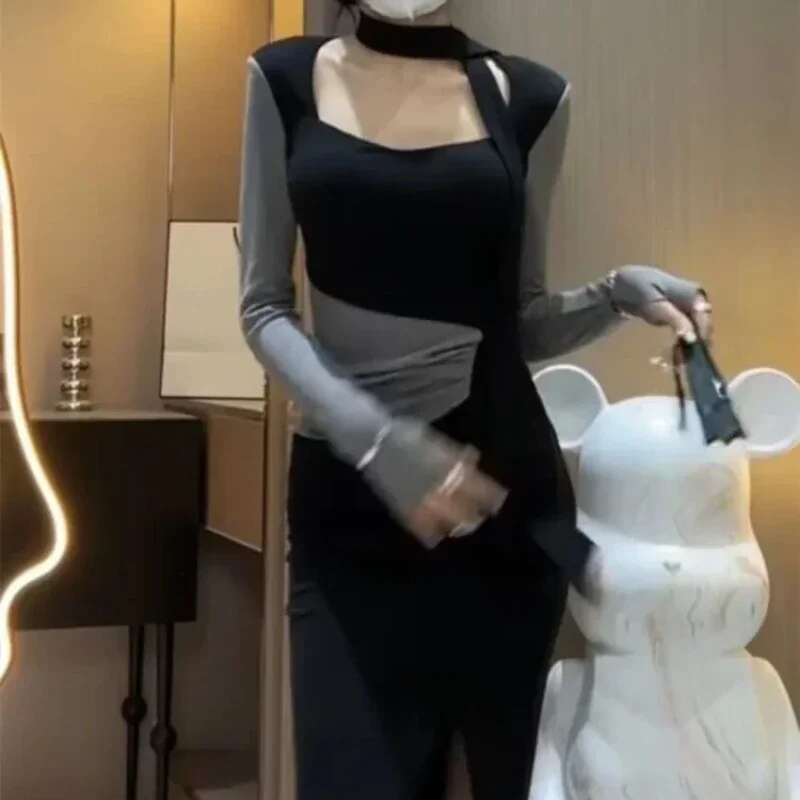 Trend Bandage Womens Long Sleeve Dresses Bodycon Female Dress Corset Tight On Promotion New In Kpop Cheap Casual Retro Trendy X