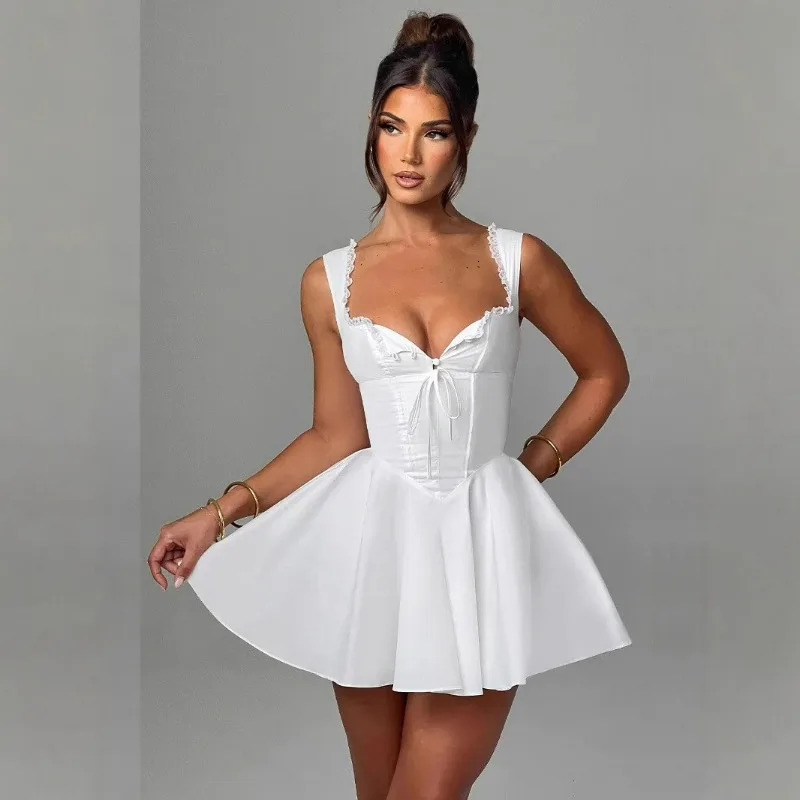 Sleeveless womens dress with elegant halter tops and lace backless a European and American style dress 250612