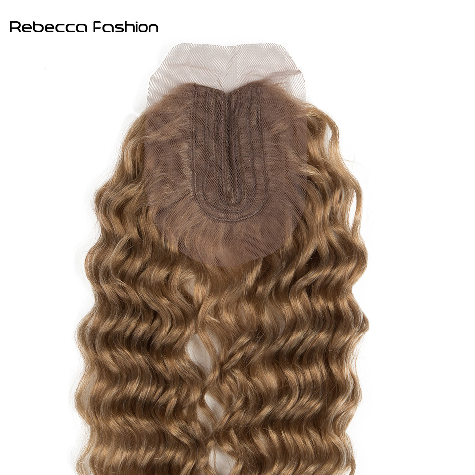 Rebecca Fashion Synthetic Hair Water Wave Bundles With Closure Curly Hair 20 Inch 9Pcs High Temperature Fiber Cosplay For Women