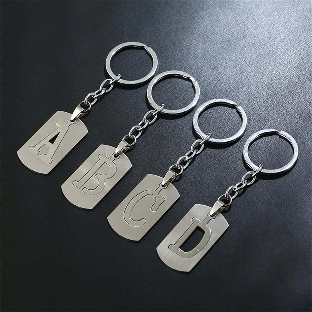 DIY Stainless Steel AZ Letters key Chain Charm 26 KeyChain Men Women keychain Couple gift Jewelry Car Key Ring 250606