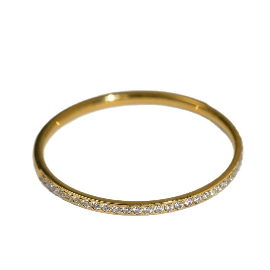 Fashionable Light Luxury Diamond-Studded Ultra-Thin for Women, Gold High-End Sense, Elegant Titanium Steel Non-Fading Ring
