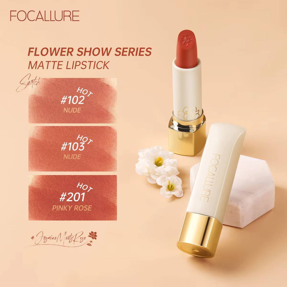Wholesale FOCALLURE Natural Matte Lipstick Waterproof Smooth Moisturizing Balm Lightweight Lip Glaze Makeup Cosmetics happy