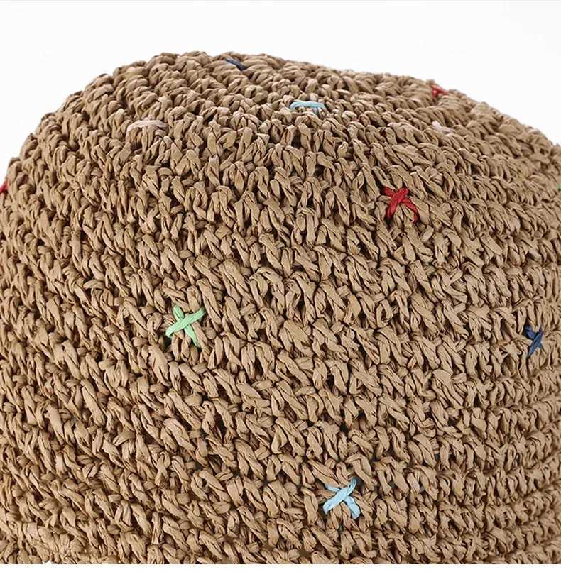 New Arrival Womens Summer Straw Hat - Hand-Crocheted Foldable Colorful Panama Straw Bucket Hat for Beach Travel Trendy Outdoor Looks U250616