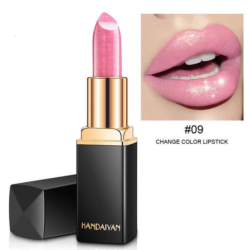 Handaiyan Waterproof Nude Glitter Long Lasting Velve Red Sexy Shimmer Lip Stick Shiny Lipstick Makeup Cosmetics happy