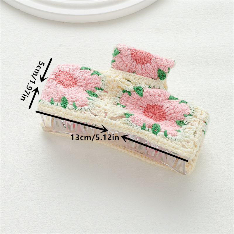 New holiday style knitted hair grip flowers hollow women's small fresh grasp clip hair accessories