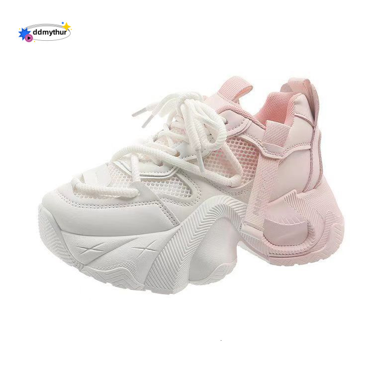 Women's Dad Sneakers 2024 New Summer Breathable Mesh Thick-Soled Platform for Petite Women Fashionable Height-Increasing Shoes ddmythur